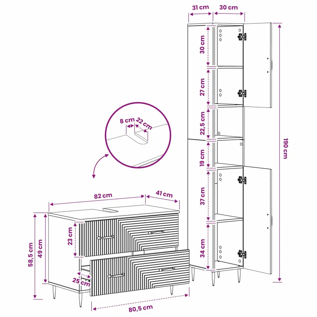 Set di Armadi da Bagno da 2 Pezzi HAARLEM Nero 3417532