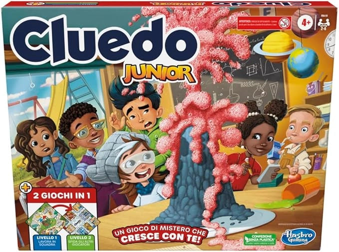 Cluedo Junior, Gioco da Tavolo 2 in 1 con Tabellone Fronte-Retro, Gioco di Investigazione, Hasbro,Eta 4+