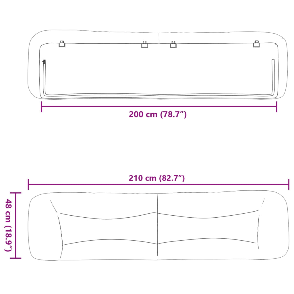 Cuscino Testiera Hvar Grigio Chiaro 200 cm in Tessuto CFW8793169