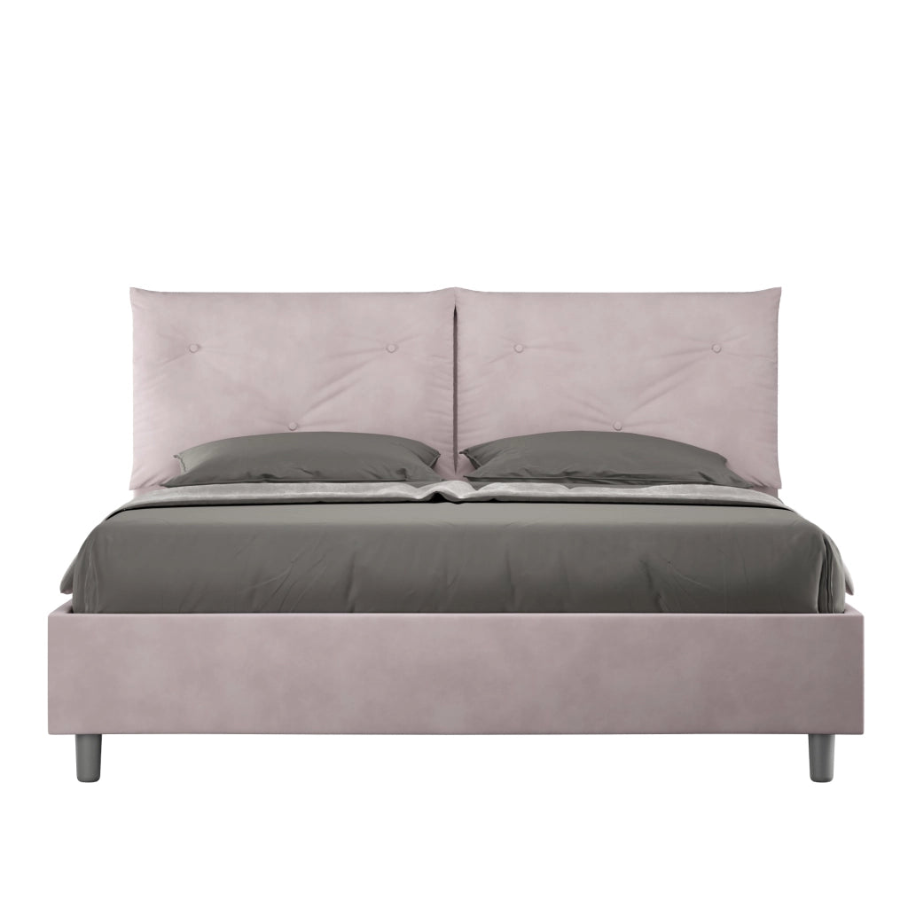 BS COM Letto queen size senza rete imbottito 150x210 microfibra glicine Large