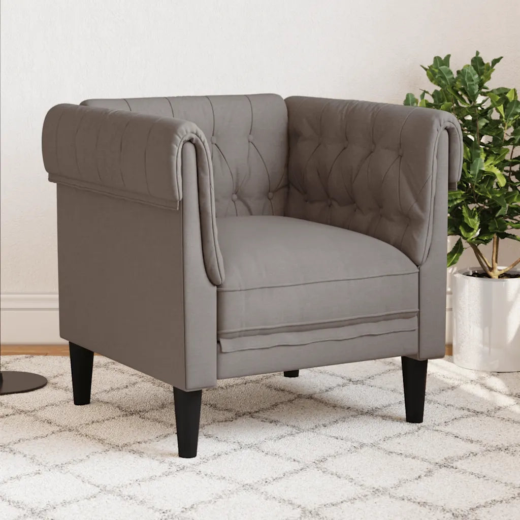 Poltrona | Sedia Relax Chesterfield Tortora in Tessuto