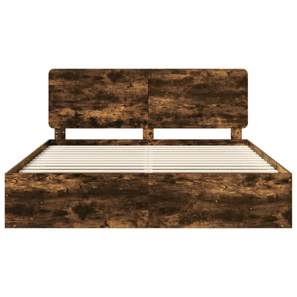 Letto matrimoniale | Letto per adulti | Struttura del letto Rovere fum¨¦ 180 x 200 cm Pino massello