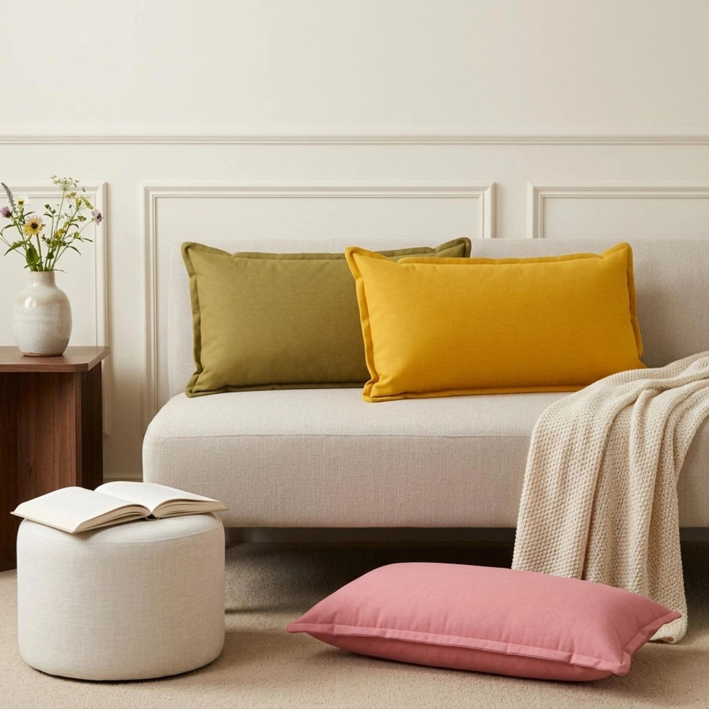 Cuscino con cuscino HOUTEN 2 pz Giallo Chiaro Lino 933832