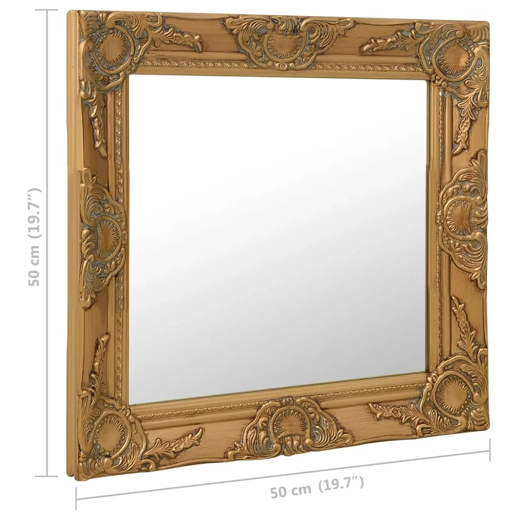 Specchio da Parete Stile Barocco-Specchio a Muro-Specchio Decorativo 50x50 cm Oro