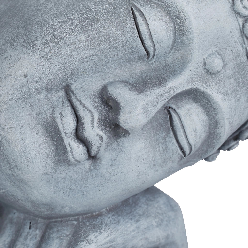 Statua di Budda seduto decorativa spirituale 60 x 35 x 35 cm atmosfera zen in ceramica grigia 13_0006089