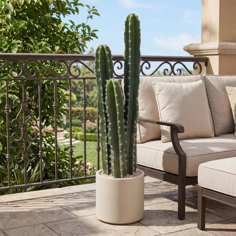 Pianta artificiale di cactus con tre steli modellabili in EVA e PE vaso decorativo verde per interni 95 cm