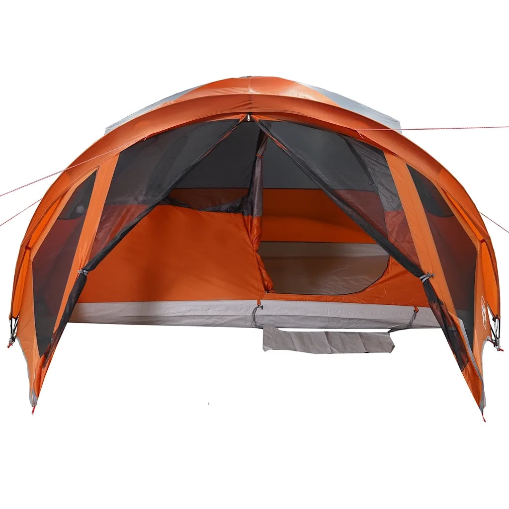 Tenda Familiare a Tunnel 6 Persone-Tenda da campeggio Grigia Arancione Impermeabile 317557