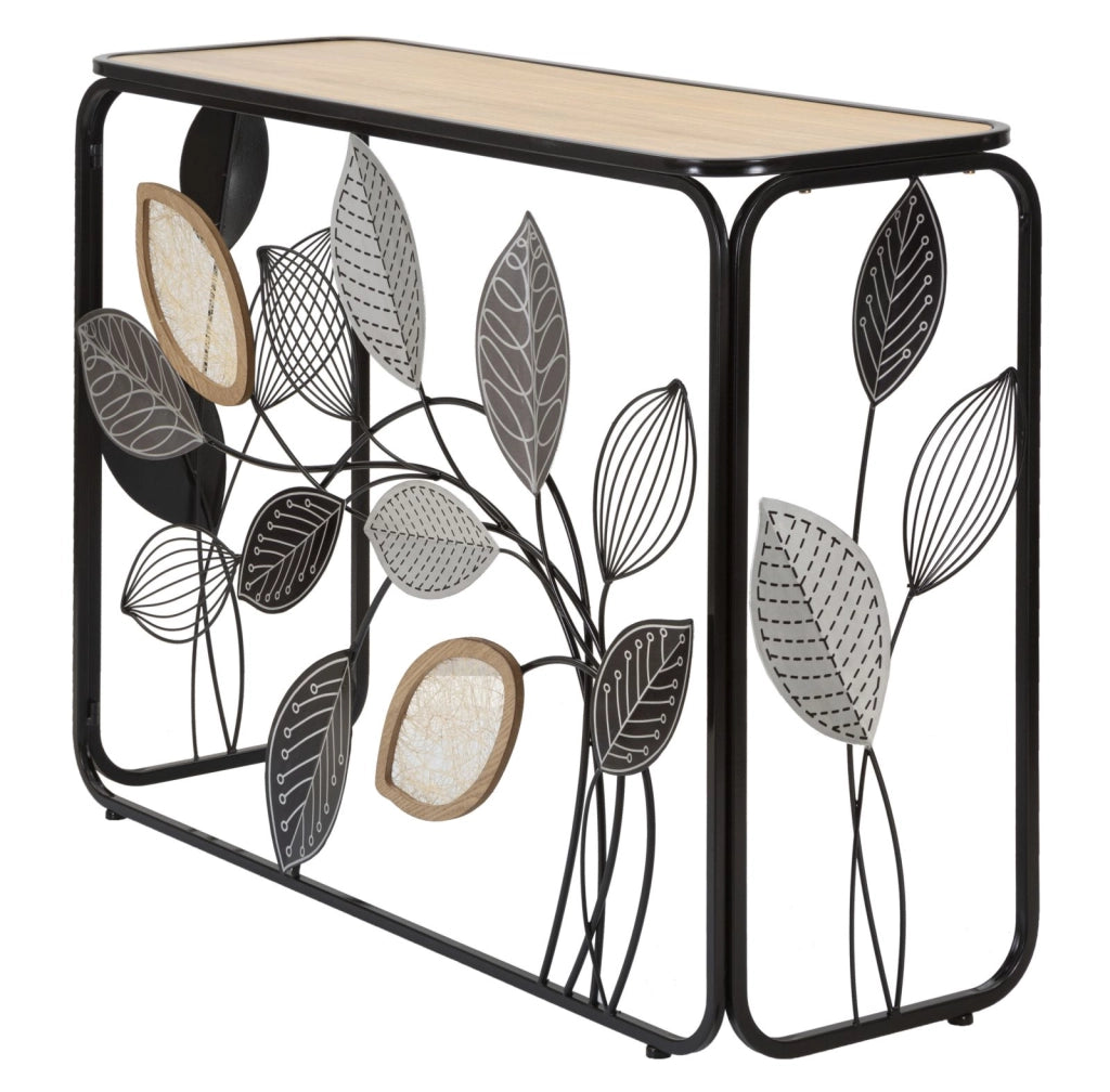 Console Autumn 108x36,8x80 cm in Ferro e MDF e Vetro Multicolor