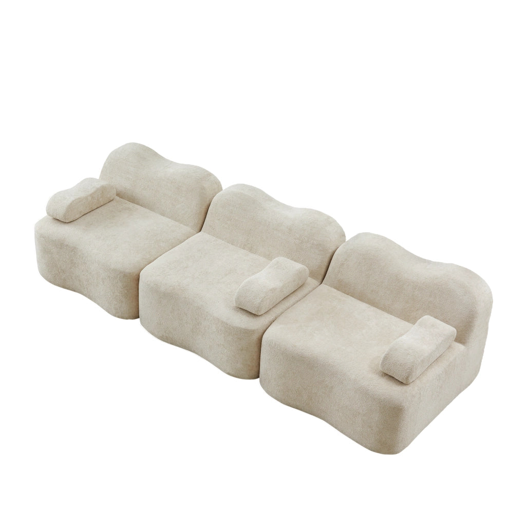 Divano Modulare 3 Posti con Braccioli ¨C MINIMAL ¨C Beige, Tessuto, Morbido