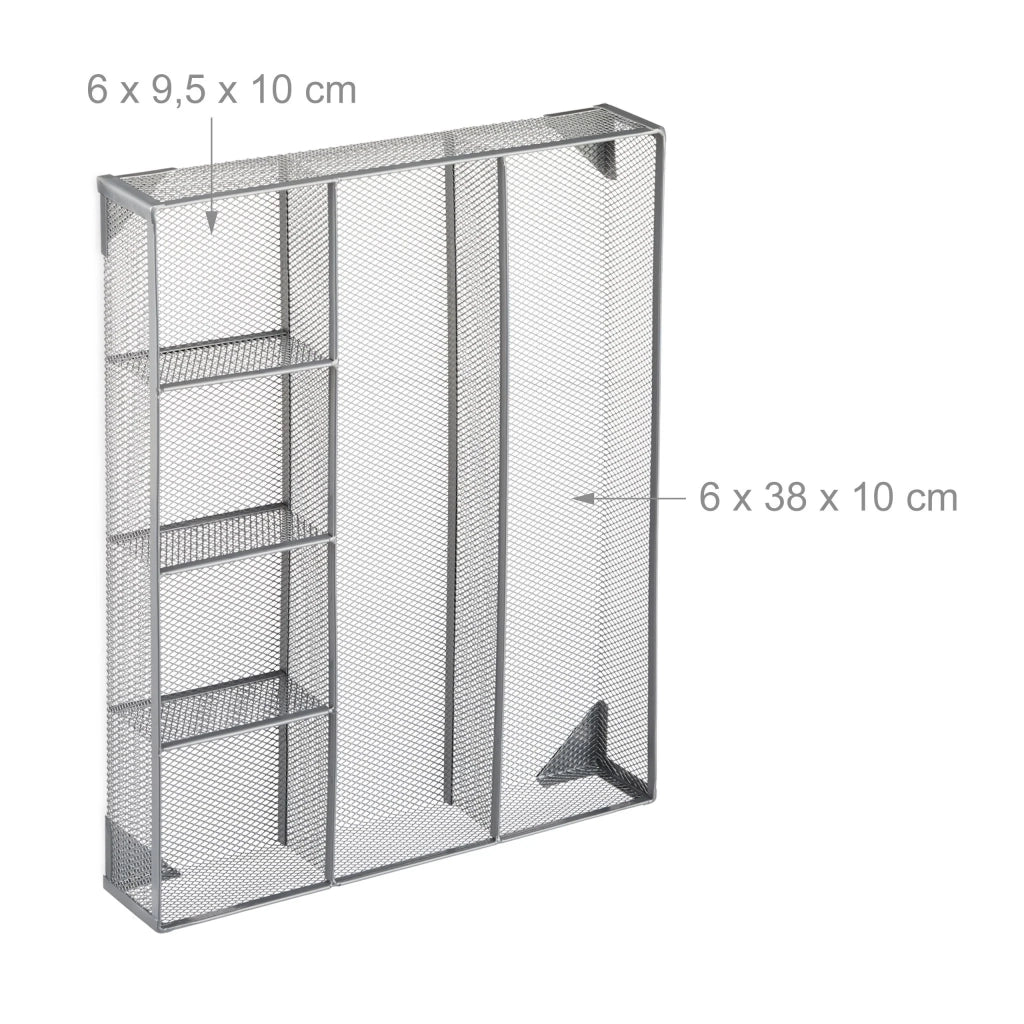 Organizer da scrivania in metallo 6 x 38 x 30 cm con 6 scomparti funzionali design essenziale in metallo nero 13_0006186