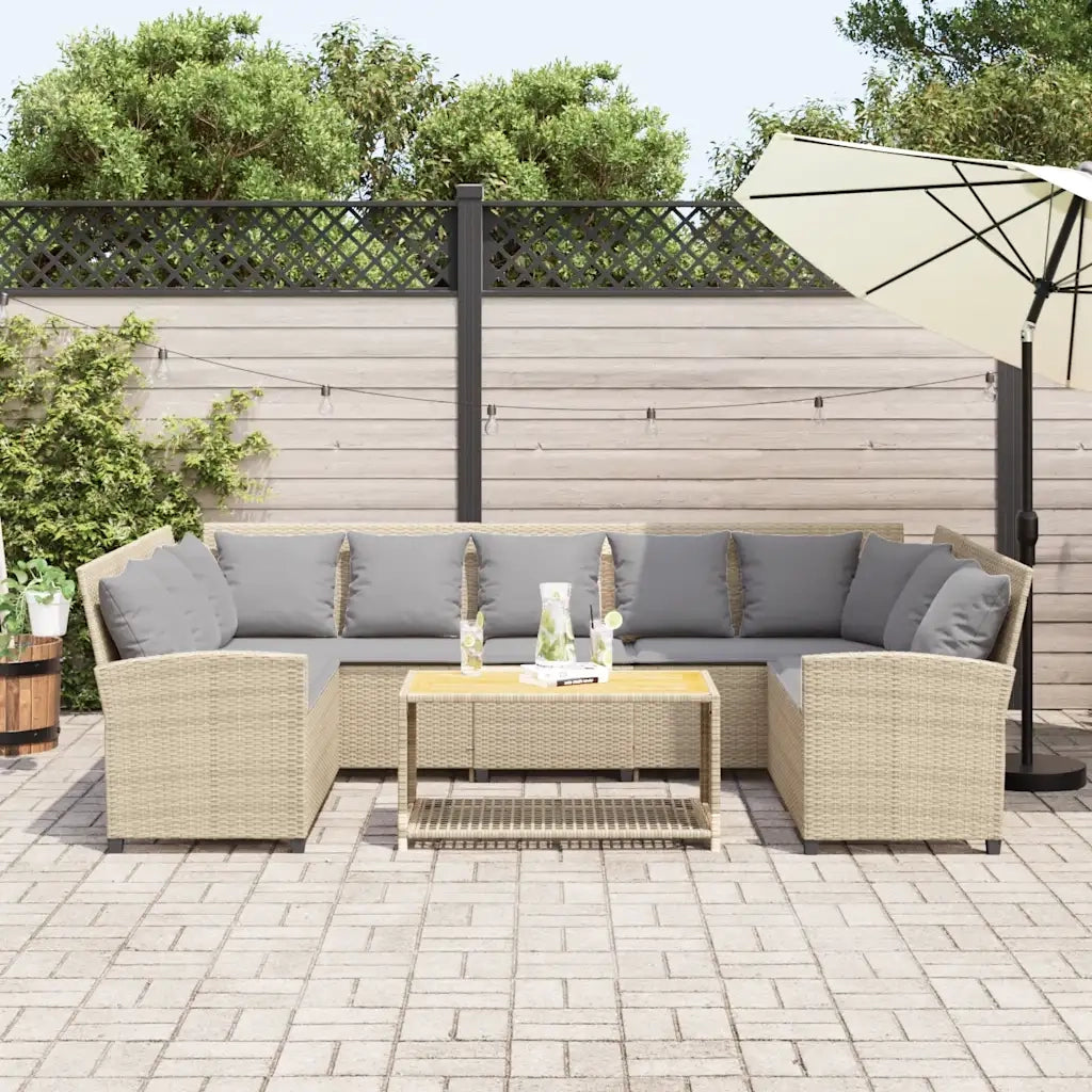 Divano da Giardino con Cuscini in Polyrattan Beige 3365333