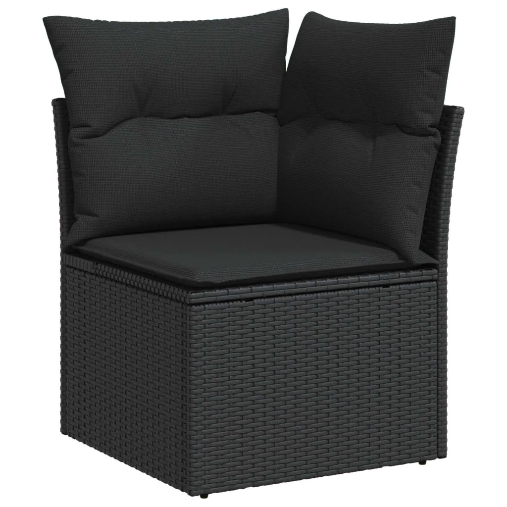 Set Divano da Giardino con cuscino 14 pcs Nero polyrattan