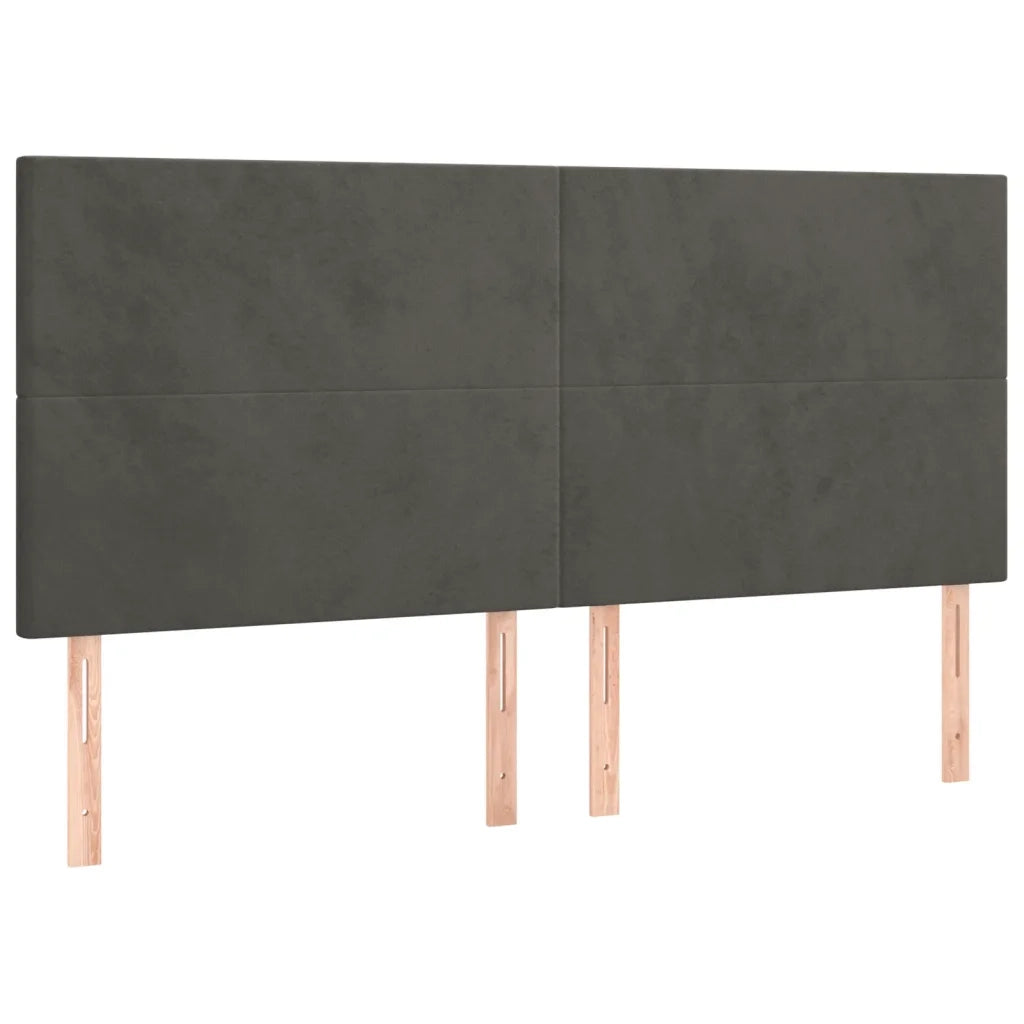 Testiera | Testata Grigio Scuro 160x5x118/128 cm Velluto