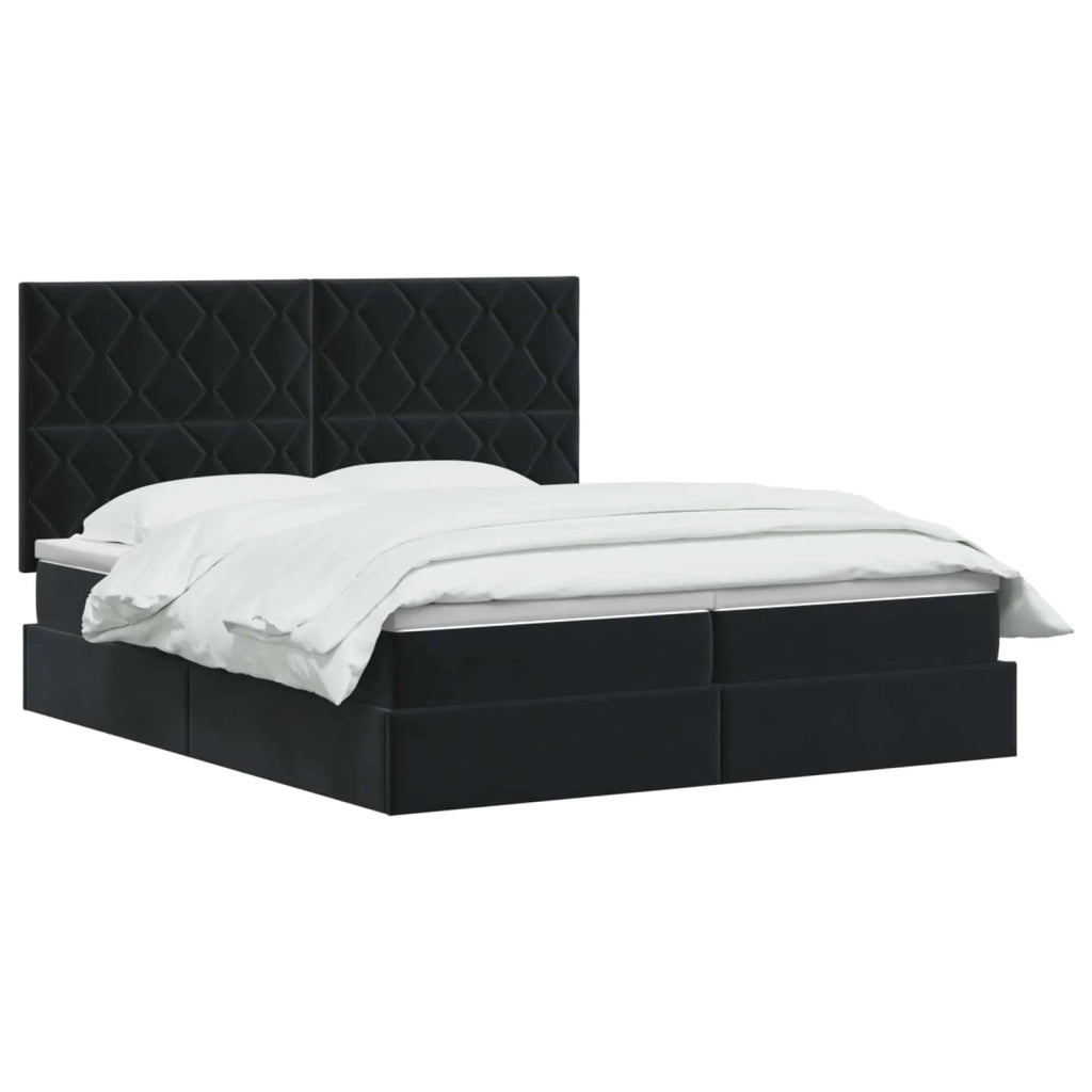 Letto con Contenitore con testiera Nero 200 x 200 cm Velluto 3459845