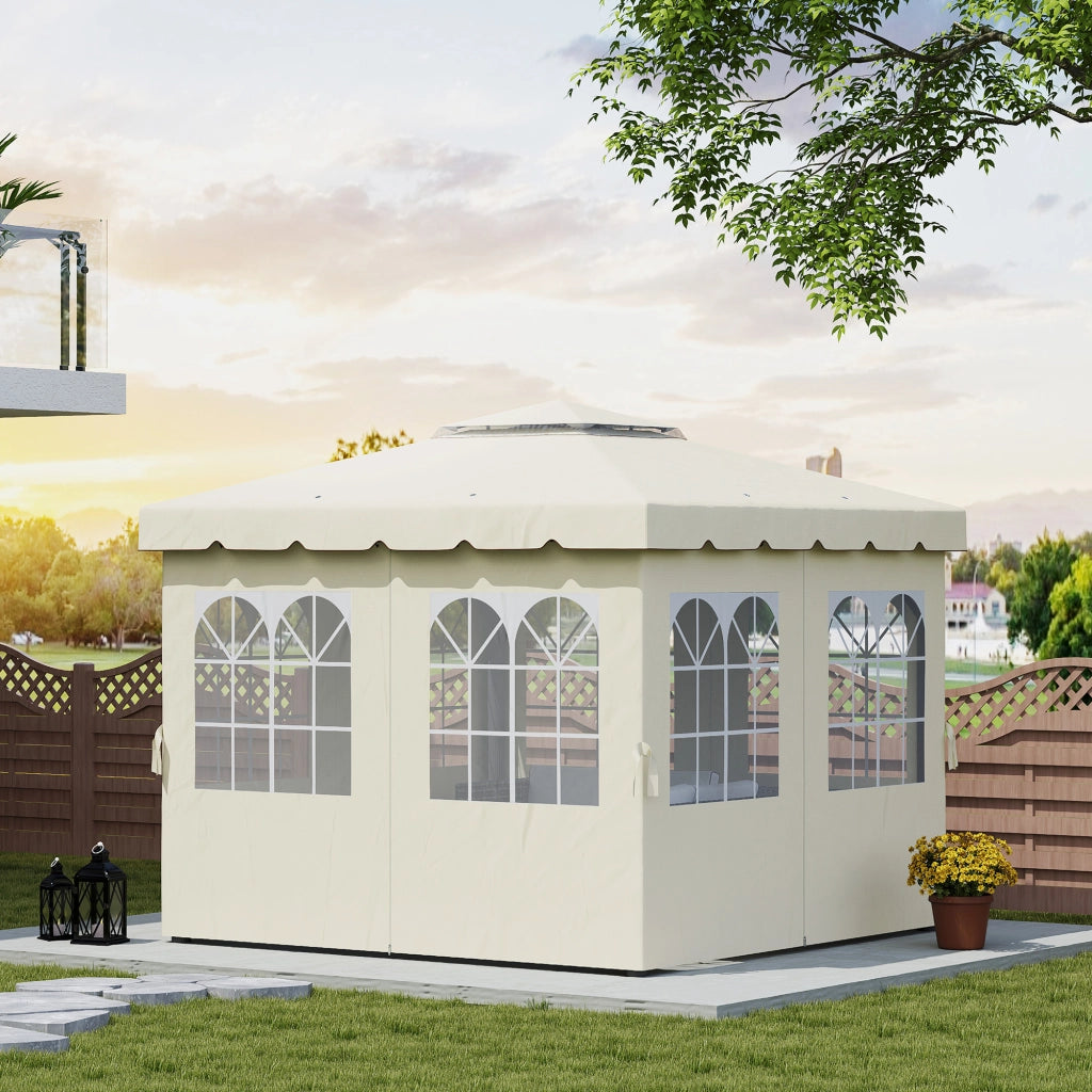 Pergola 3x3 m con Finestre e Tende ¨C zephmum ¨C Crema