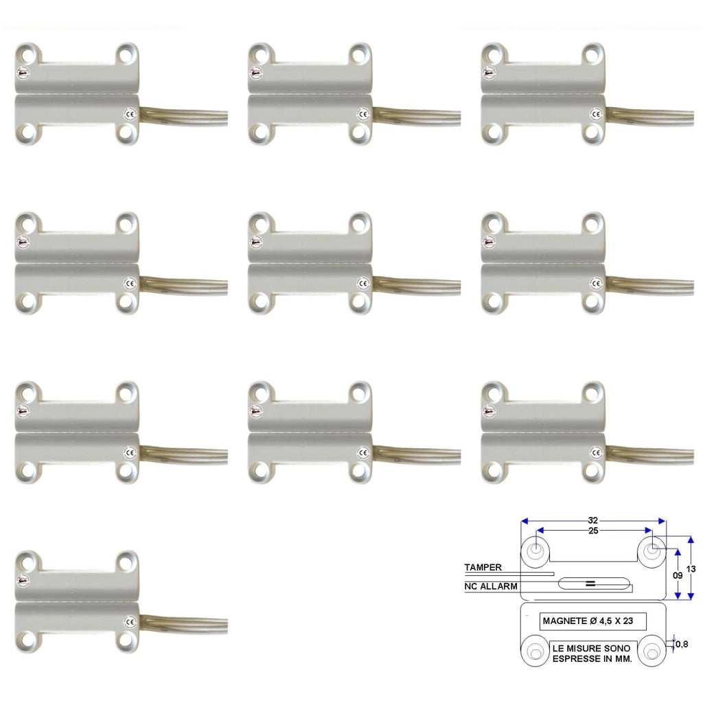 10 CONTATTI MAGNETICI A MATTONCINO DA ESTERNO NC Securvera ST-400DSMBFTC
