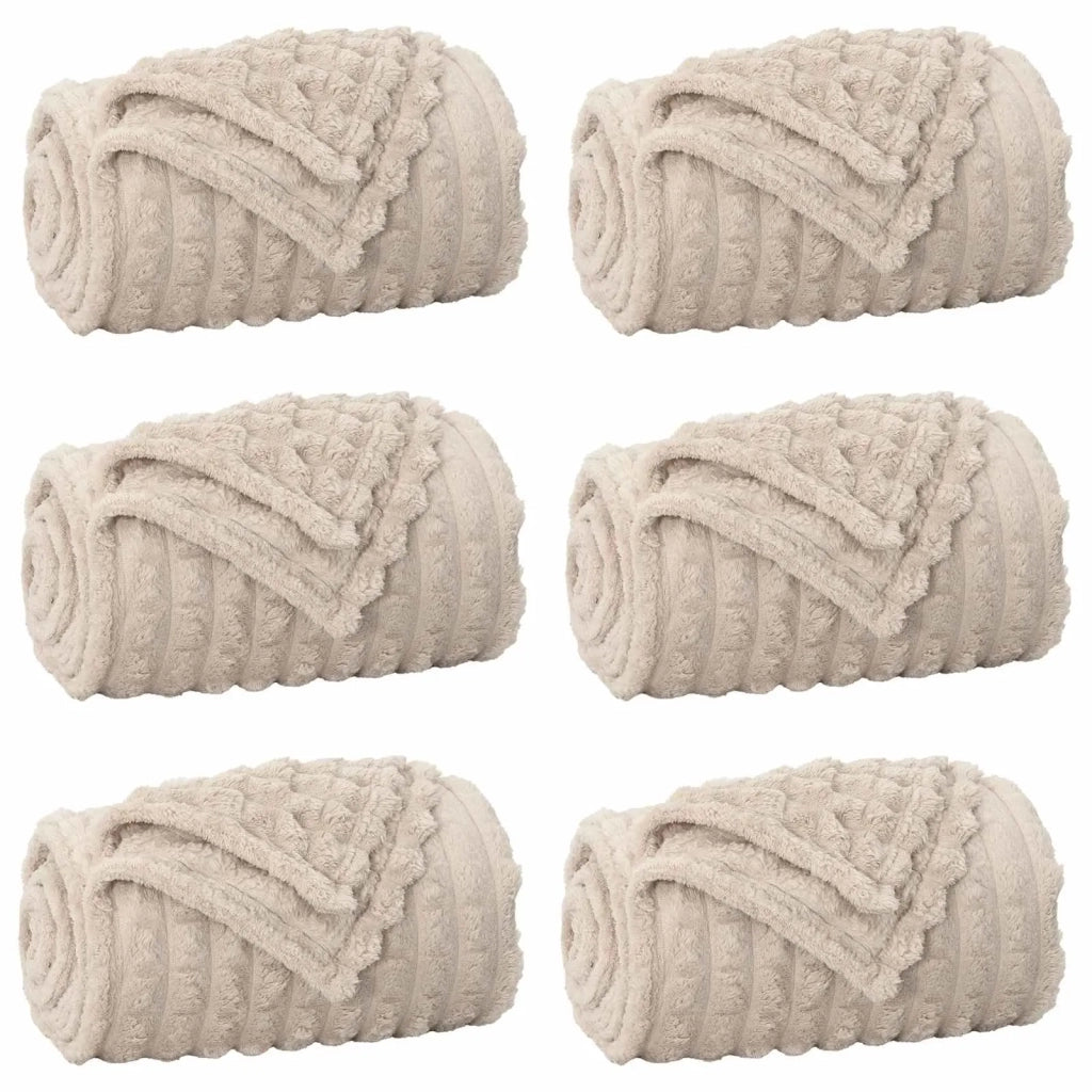 Coperte da Pile 6 pcs Beige 240 x 220 cm Panno