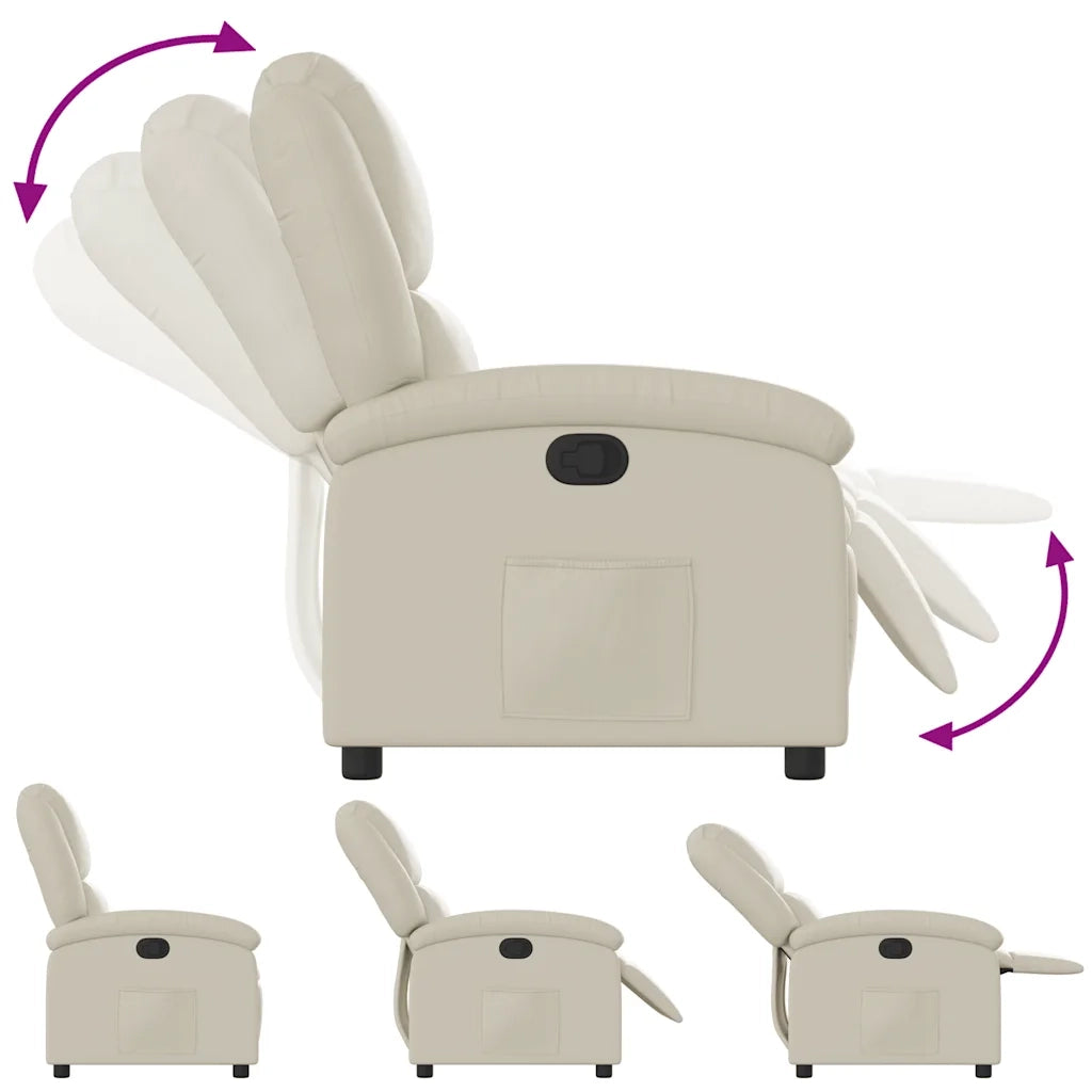 Poltrona | Sedia Relax Reclinabile Crema in Similpelle