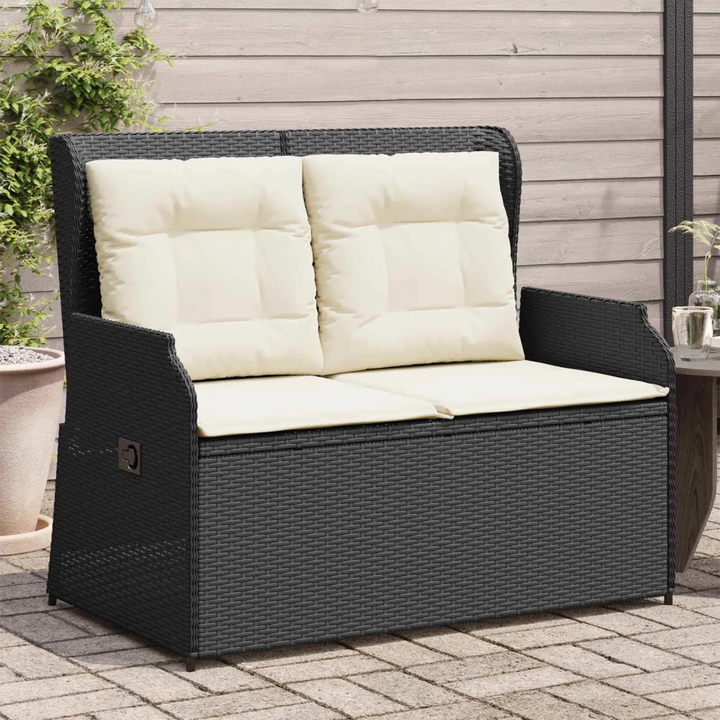 Panchina da giardino Nero polyrattan