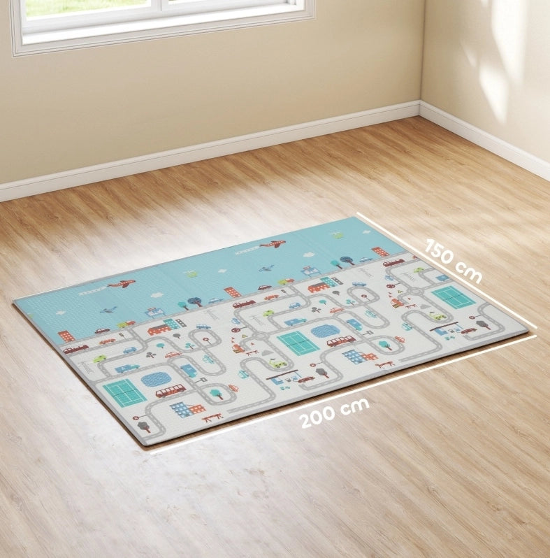 Tappeto da gioco pieghevole per bebè 200x150 cm multicolore in schiuma antiscivolo