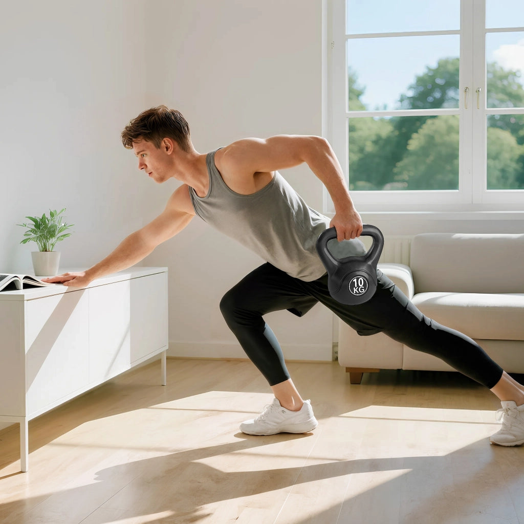 Kettlebell da 10 kg per Allenamento ¨C zephmum ¨C Nero 25x19x28 cm