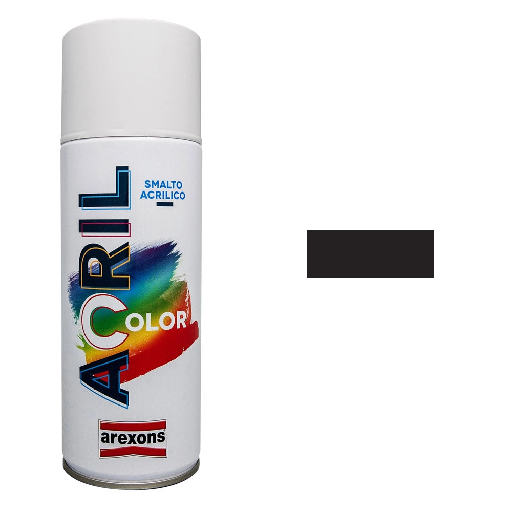 Smalto Spray Acricolor Vernice Acrilica per Metallo Legno Muro Interno Esterno Colore: Nero Opaco