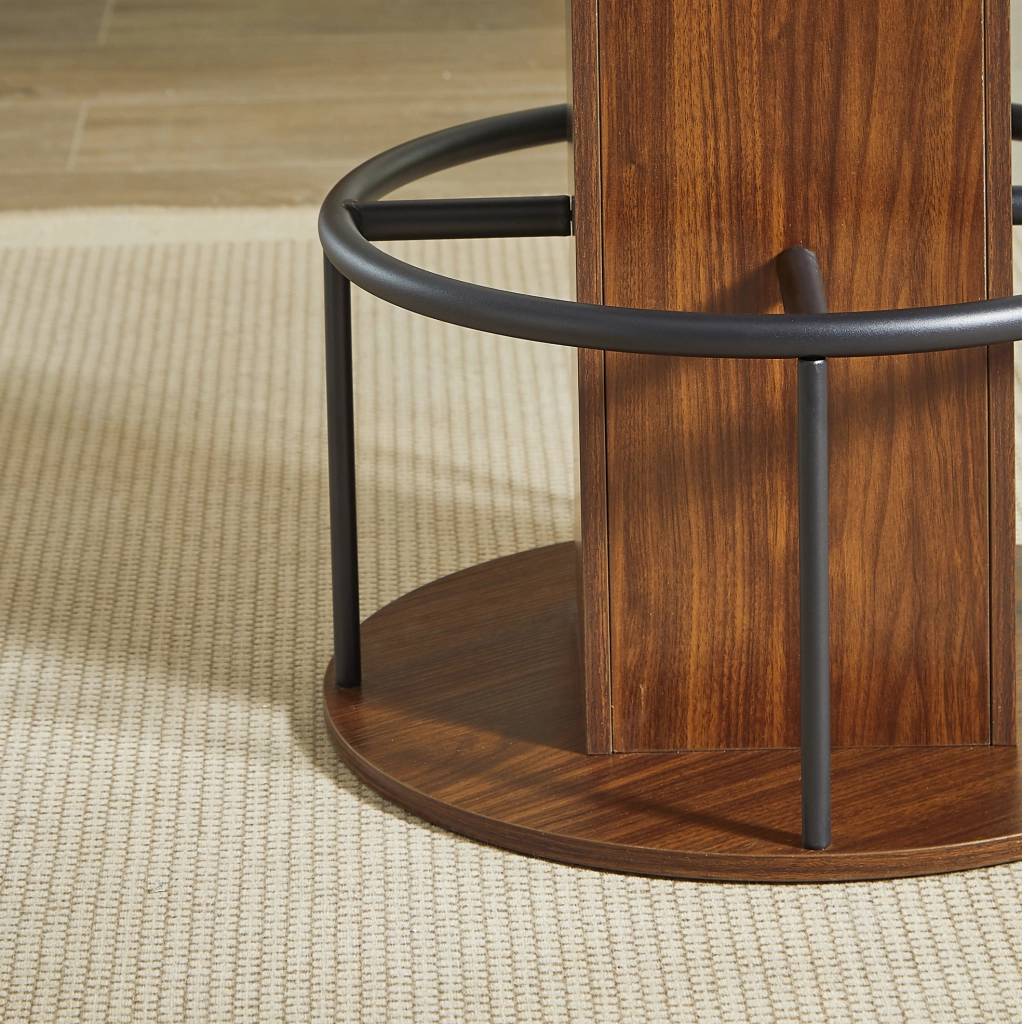 TAVOLO BAR ROTONDO 80 cm Noce Set 3 pezzi con 2 sgabelli