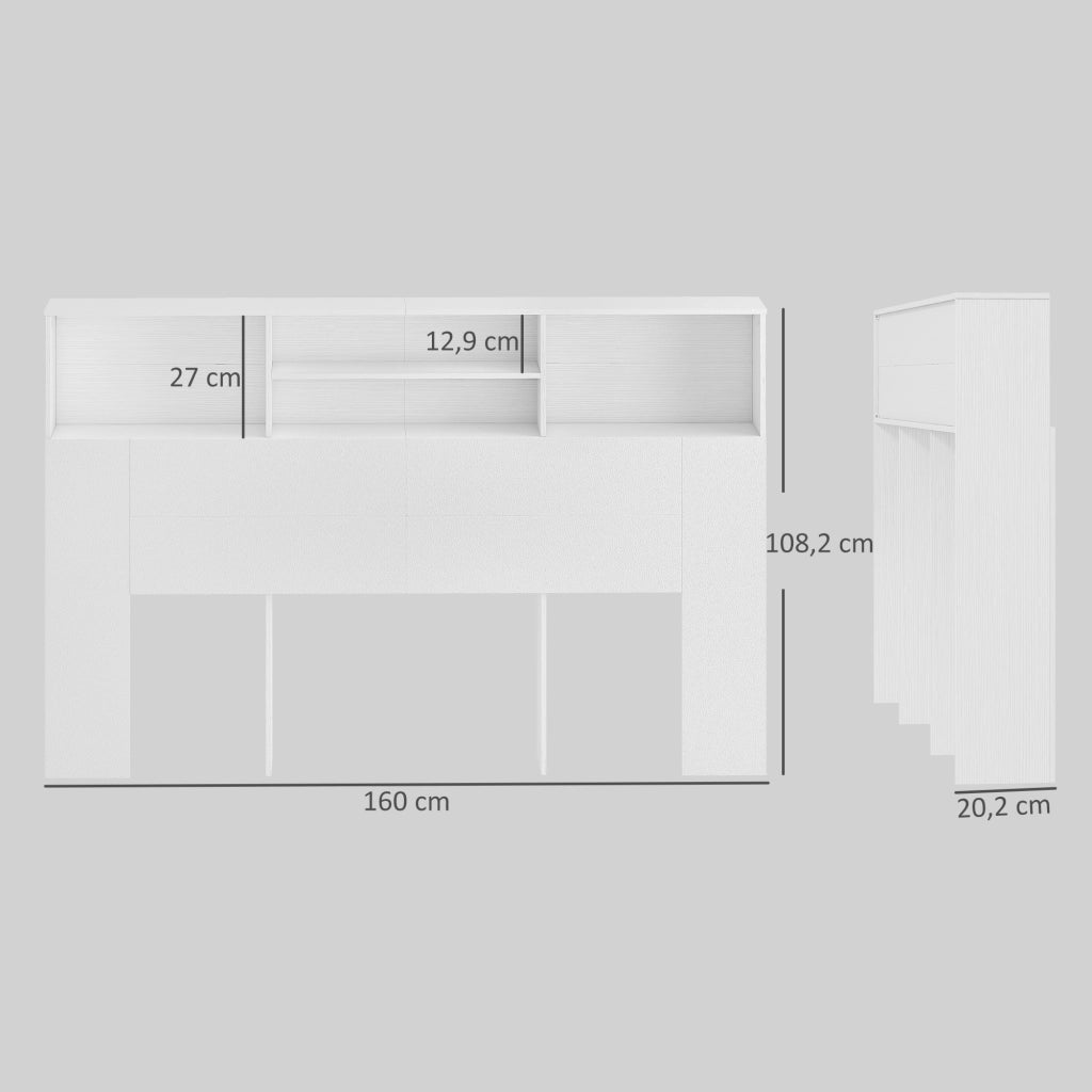 Testiera con contenitore ¨C Minimal ¨C Bianco 160x108.2x20.2 cm