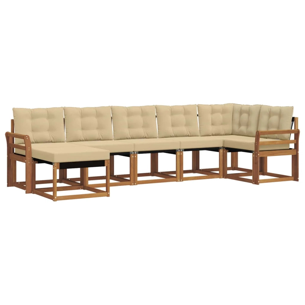 Set di divani da esterno con cuscino 7 pcs Naturale e Beige 3368884