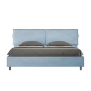 BS COM Letto matrimoniale king size contenitore imbottito 180x210 microfibra azzurro