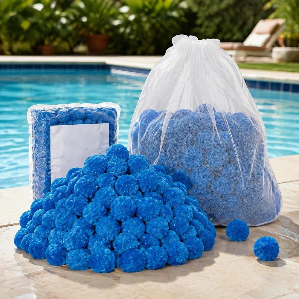 Filter Balls For Sand Filters, 1.83 Kg, Filter Balls Replace Pool Filter Sand, Reusable Blue Filter Medium Made Of Polyester Fiber With Wash Bag, For Swimming Pools, Aquariums, Above-ground Pools