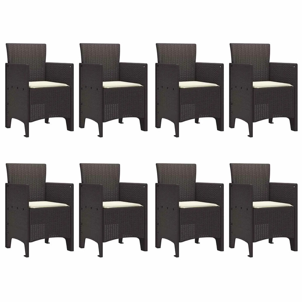 Set da Pranzo per Giardino 9 pcs Marrone Polipropilene