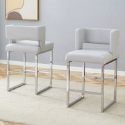 2 Set di sedie Nordic Windbar grigio chiaro - Zephmum- Design quadrato moderno, gambe in metallo argentato, comodo e leggero