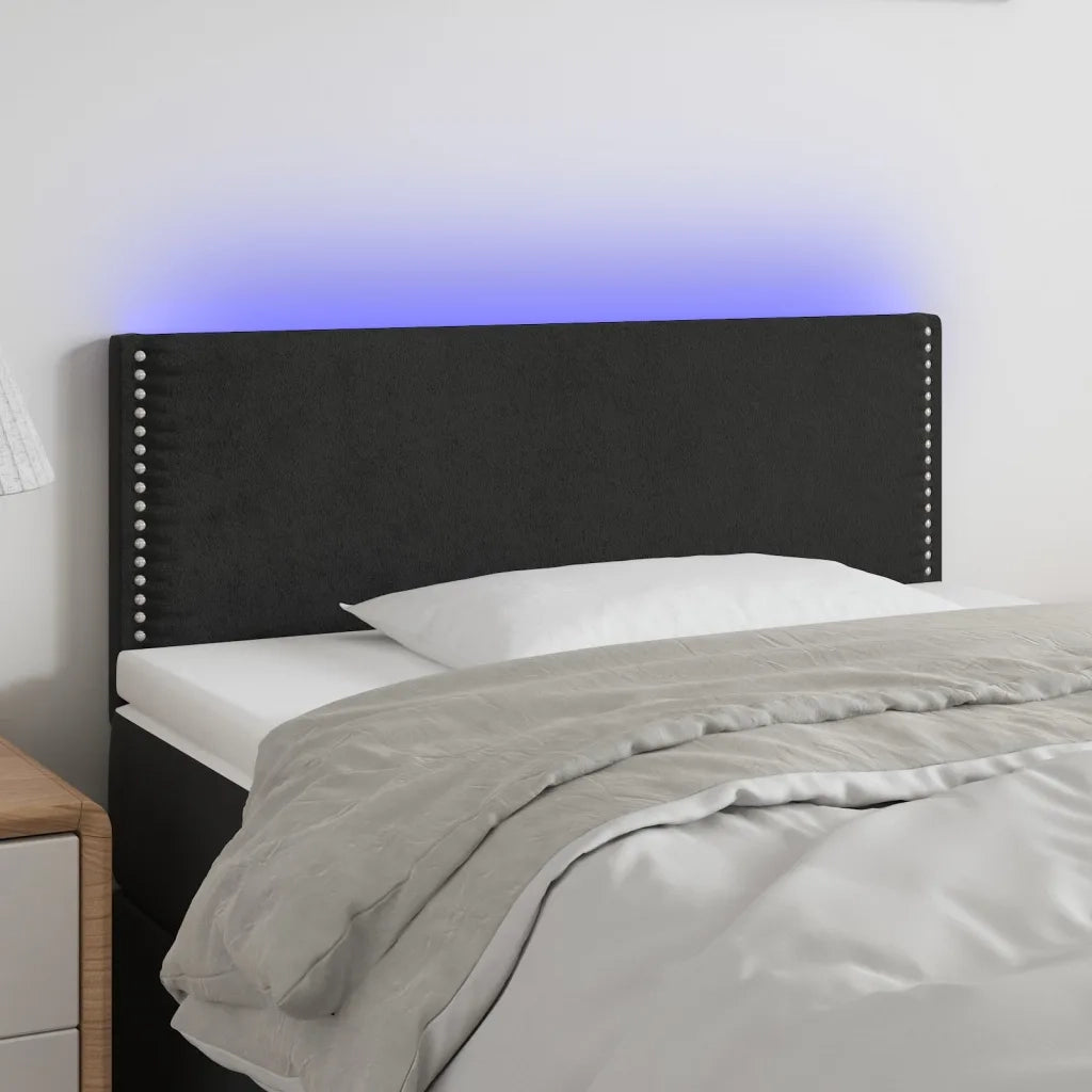 Testiera | Testata a LED Nera 100x5x78/88 cm in Velluto