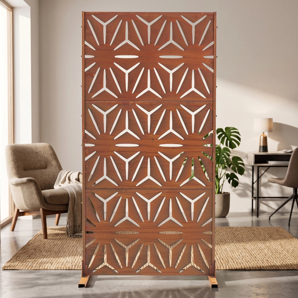 Pannello Divisorio Kilsturd in Acciaio Corten a Motivo Decorativo 180x90 cm - Marrone Ossidato casa.pro