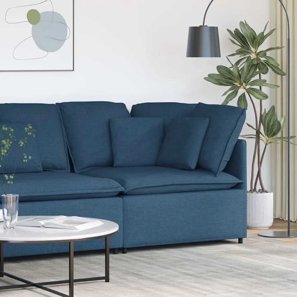 Modulo Angolare Divano Modulare con Cuscini Blu 100 cm 4104454