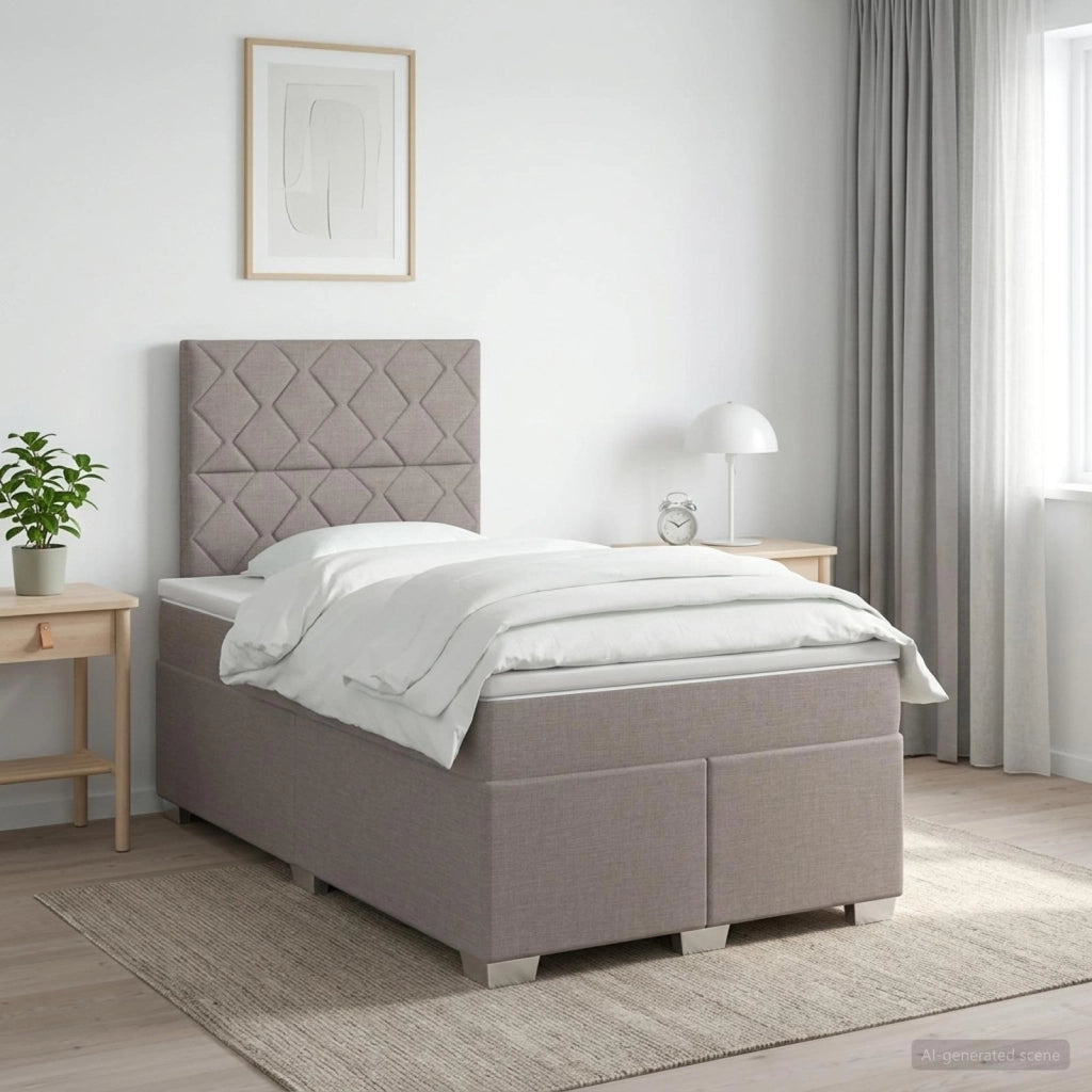 Letto box spring con materasso Tortora 120 x 190 cm Tessuto 3453371
