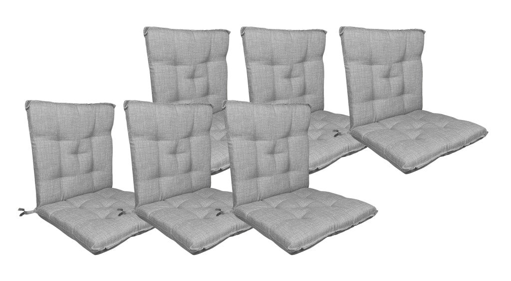 Set Cuscini Sedia Con Schienale Imbottiti Con Laccetti Banda Elastica 40 x 80 Cm Grigio - 6 Pezzi
