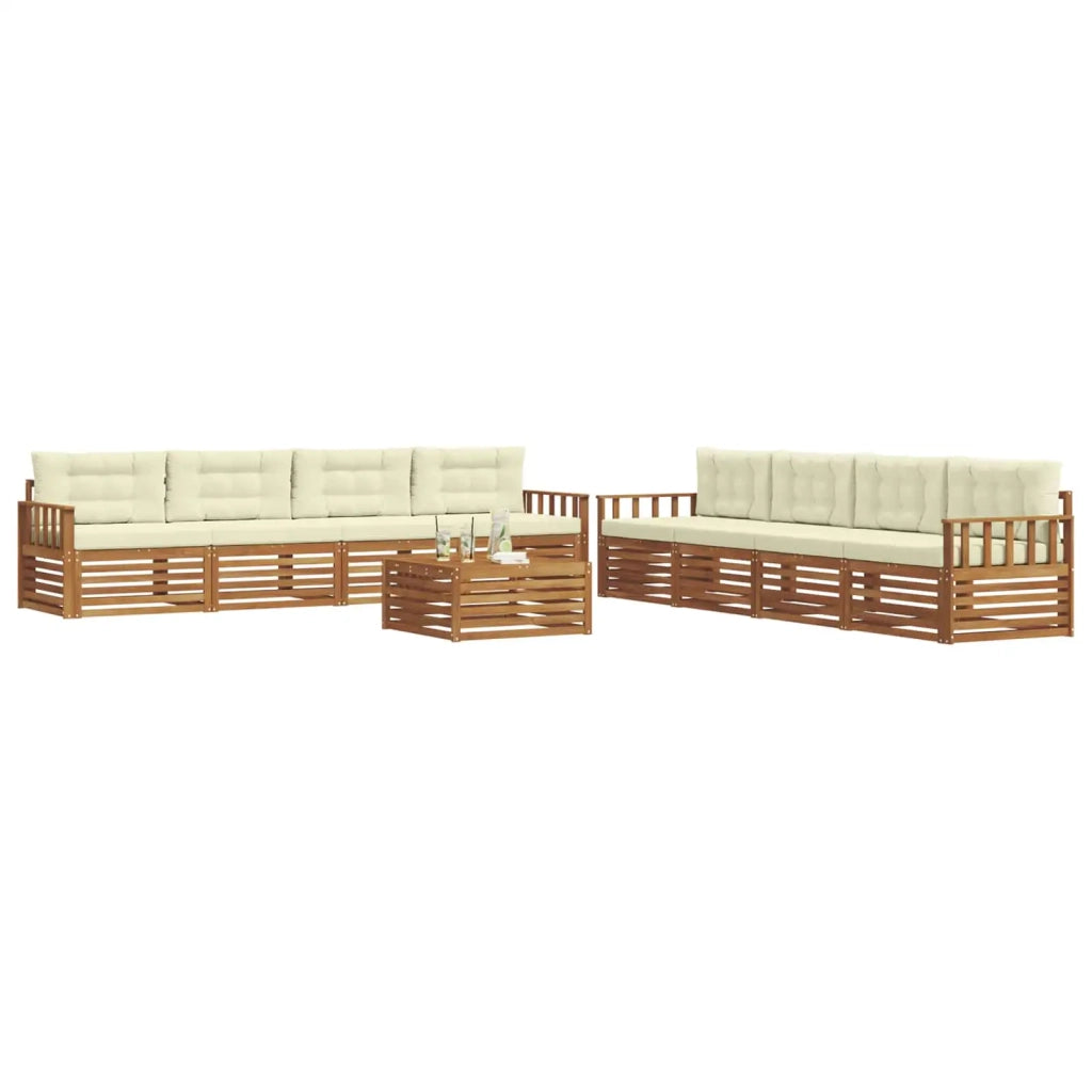 Set di divani da esterno 9 pz Naturale e Crema 3373210