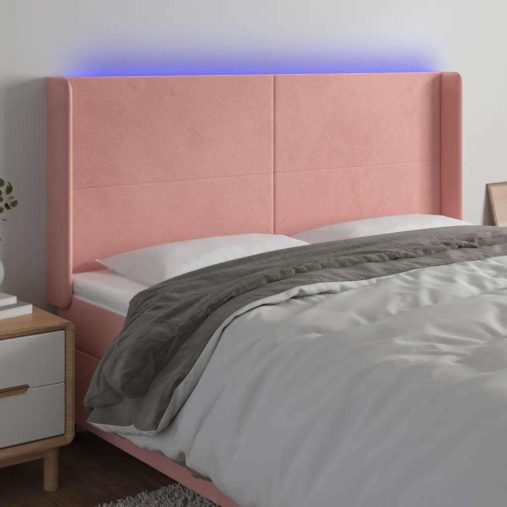Testiera | Testata a LED rosa 183x16x118/128 cm in Velluto