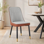 SEDIA da pranzo Set da 2 pezzi 43 cm PU bicolore grigio chiaro e marrone gambe nere