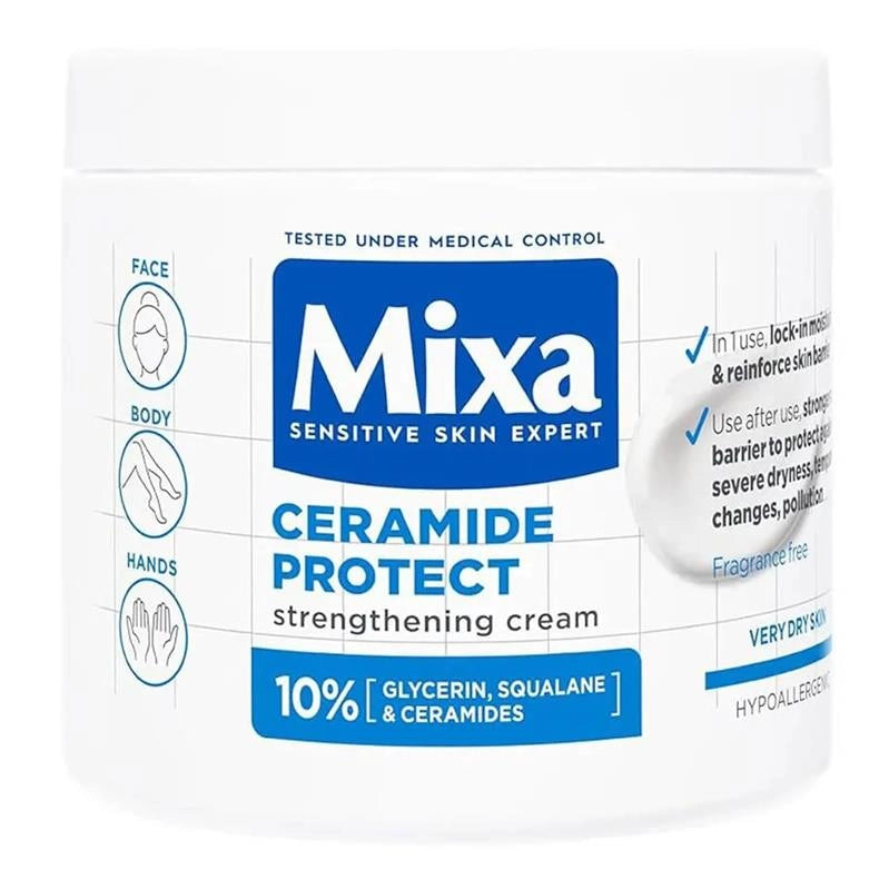 MIXA SENSITIVE SKIN EXPERT CREMA IDRATANTE E RINFORZZANTE PER PELLI SECCHE CERAMIDE PROTECT 400 ML VISO, CORPO E MANI