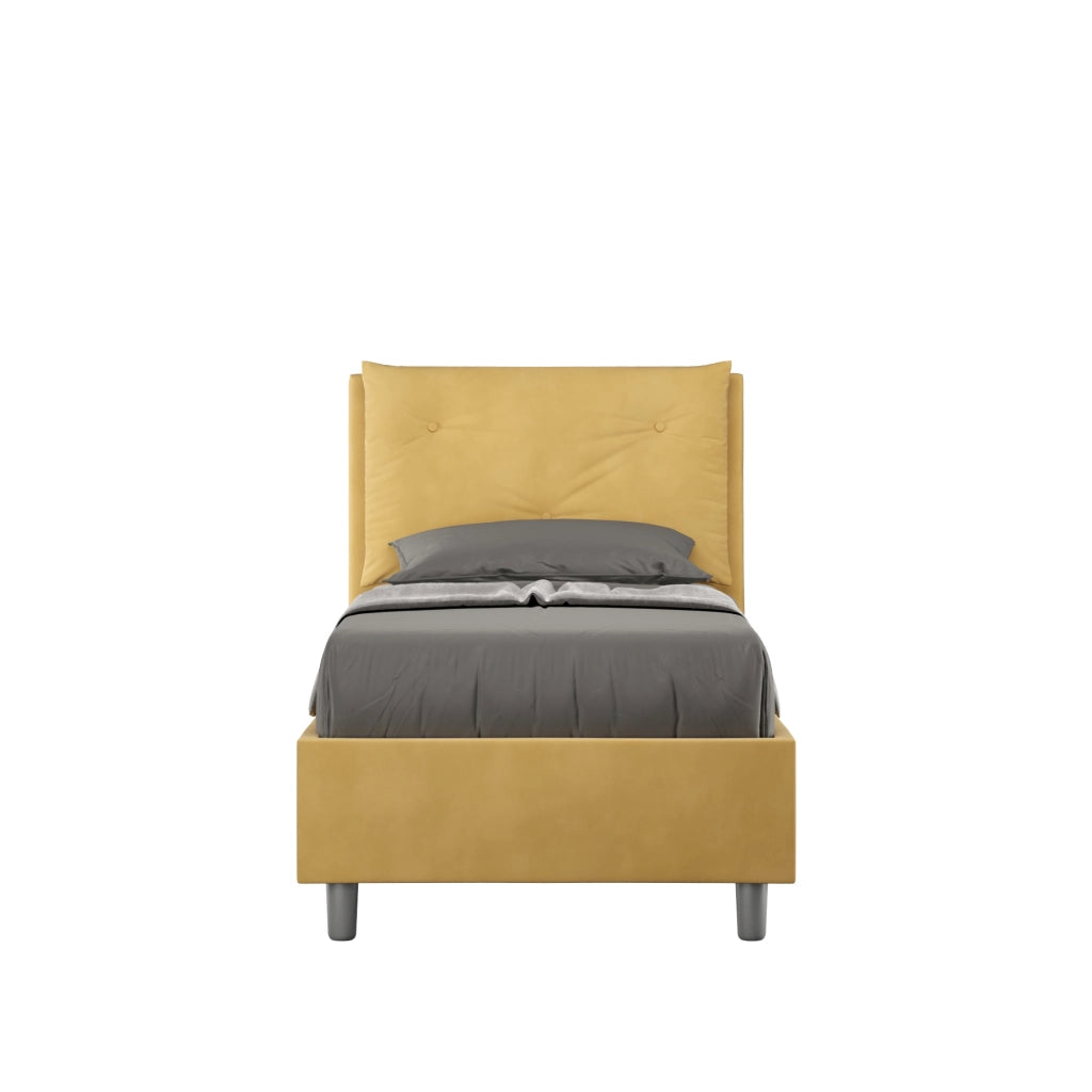 BS COM Letto singolo senza rete imbottito 80x190 microfibra ocra