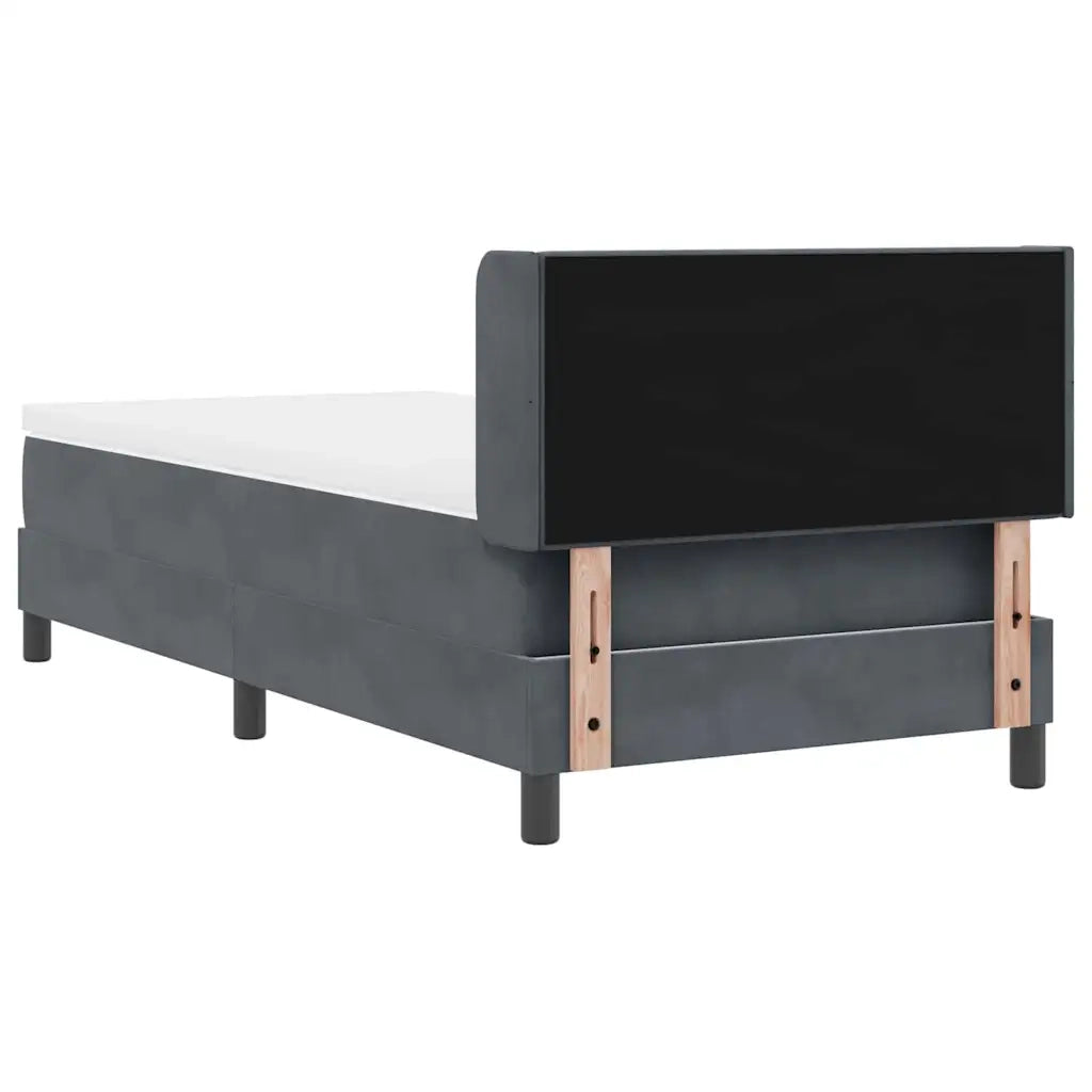 Letto a molle con materasso-Struttura Letto con Materasso Grigio scuro 200 x 90 cm Poliestere 122110