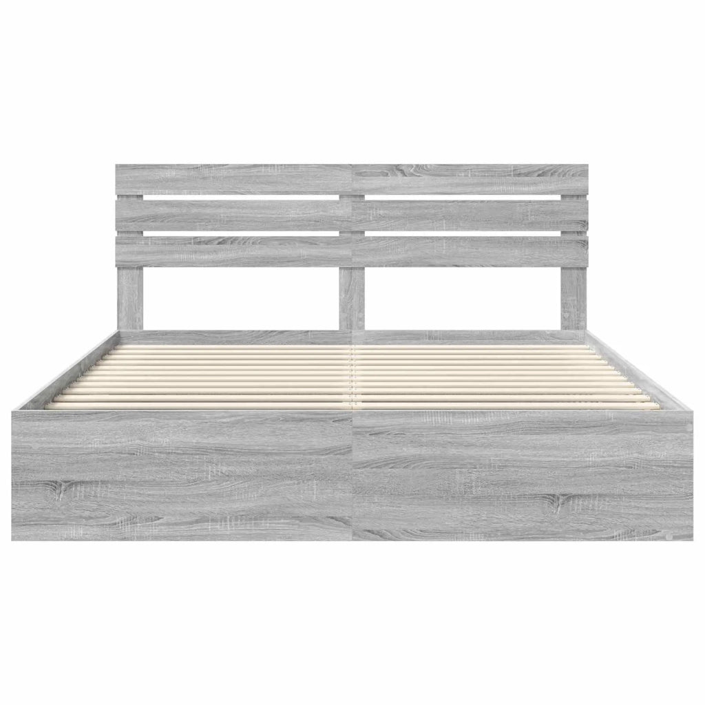 Letto matrimoniale | Letto per adulti | Struttura del letto Grigio Sonoma 200 x 200 cm Pino massello