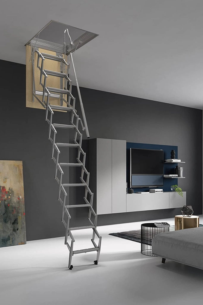 SCALA RETRATTILE A PANTOGRAFO PER SOFFITTA Cm 70X110 H300 IN ACCIAIO SCARI PANTO