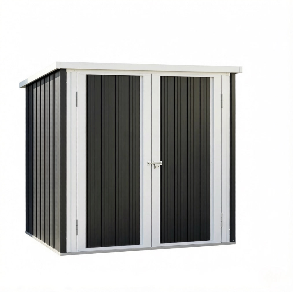 Casetta da giardino in acciaio 147x86x134 cm nero e bianco