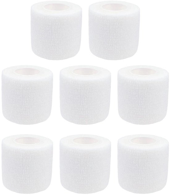 Bende di Emergenza 8 Pezzi - Bende Autoadesive - Benda per Dita/Polso - Benda per Animali - Adatta per Calcio/Rugby - 5 cm x 450 cm - Benda di Emergenza