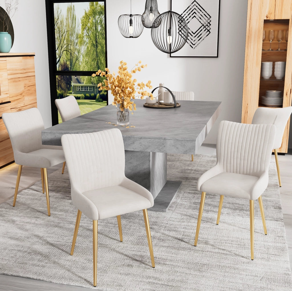 SEDIA da pranzo in velluto beige e oro, Set da 6 pezzi