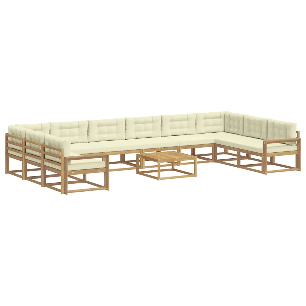 Set di divani da esterno 11 pz Bianco e Crema 3387144